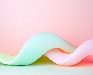 Aufkleber - Pastel Fluidity Abstract Curves and Geometric Minimalism