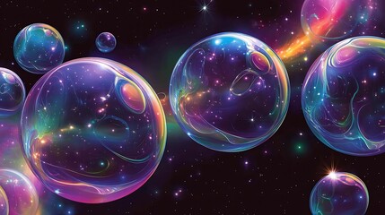 Wall Mural - Deep space filled with vibrant colorful nebulae and softly glowing stars floating in the cosmos