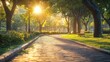 © Nasira - Sunlit Path in a Park Before Sunset 16K Resolution