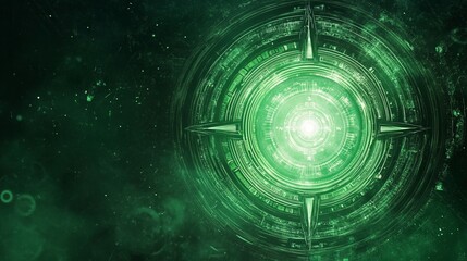 Wall Mural - futuristic green compass navigation system interface