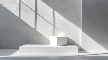 Poster - Minimalistic interior with geometric shapes and shadows.