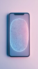 Poster - Futuristic Smartphone with Biometric Scanner and Geometric Lighting