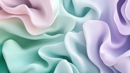 Poster - Soft, flowing abstract design with pastel colors creating a serene, calming effect.