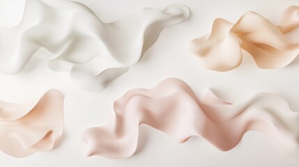 Poster - Soft, flowing fabric textures in pastel colors on a light background.