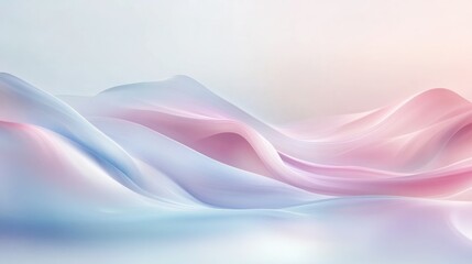 Poster - Soft, flowing pastel waves create a serene and calming abstract landscape.