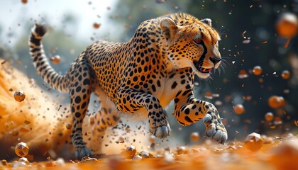 leopard in the sea