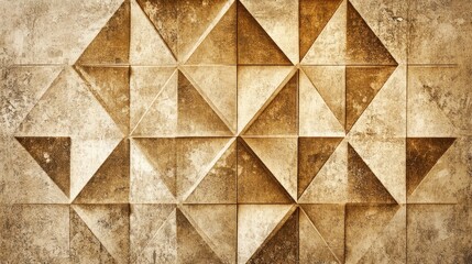 Aufkleber - Textured wall featuring a geometric pattern of triangular shapes in earthy tones.