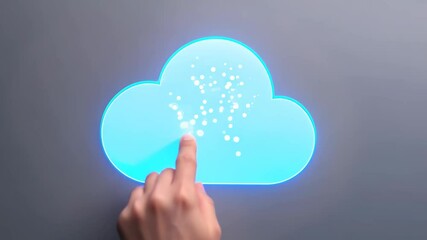 Fototapete - Glowing blue cloud symbol representing digital storage and data management in technology environments