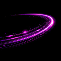 Wall Mural - shiny, purple, glowing shooting star trail on a black background