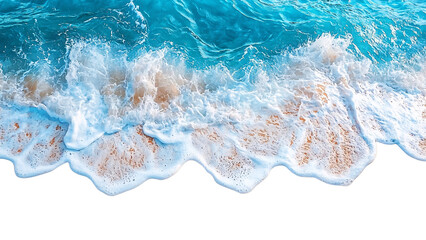 Fototapete - Waves crashing on sandy beach create serene atmosphere. Isolated on transparent/white background.