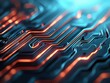 © punniix - A close-up view of a circuit board's intricate patterns, showcasing glowing lines and a futuristic aesthetic.