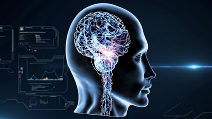 Leinwandbilder - Understanding the human brain and its neural connections through digital representation and visualization techniques