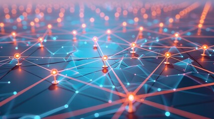Wall Mural - Futuristic Digital Network Connections