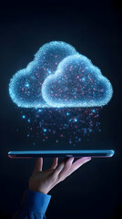 Wall Mural - Digital Cloud Data on Tablet Illustration