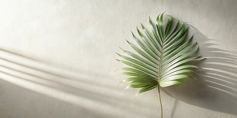 Aufkleber - A Single Palm Leaf Casts a Soft Shadow on a Textured Wall