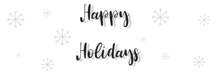 Calligraphic happy holidays in ballpoint pen style isolated on white background. Rounded happy holidays sign in script text in lower caps. The word autumn written in ballpoint style . Vector. 