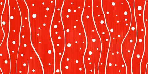 abstract red pattern with white wavy lines and dots, suitable for backgrounds or designs.