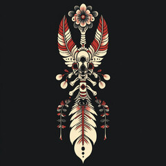 Poster - Tribal Feather tattoo flash illustration