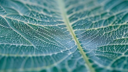 Fototapete - Close-up exploration of leaf structure showcasing intricate vein patterns and rich green hues in natural light