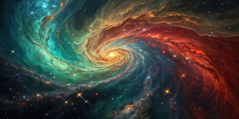 Wall Mural - a cosmic dance of colors and light, where stars twirl and nebulae swirl in a symphony of creation