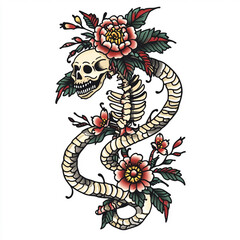 Wall Mural - Snake tattoo flash illustration