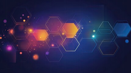Wall Mural - A dynamic composition of abstract hexagon shapes filled with vibrant gradient tones, creating a modern and futuristic visual suitable for tech designs.