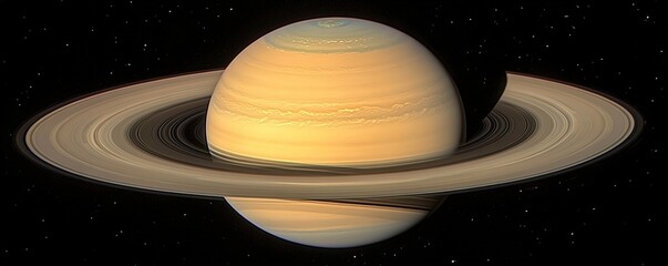 close-up view of saturn rings revealing their intricate structure and beauty while offering space fo