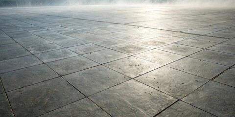 Aufkleber - A  smooth gray tiled surface with a distant haze and a subtle shine from the sun