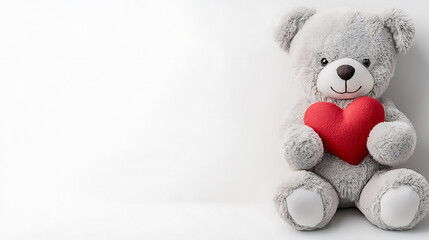 Wall Mural - Cuddly bear holding heart cozy atmosphere toy photography soft lighting adorable concept for love celebrations