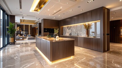 Wall Mural - Luxury Modern Kitchen Interior Design: Opulent Apartment