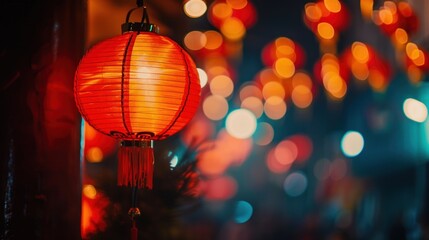 Wall Mural - illuminated lantern night: a festive asian scene