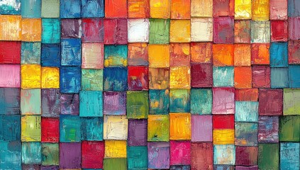 Wall Mural - Colorful mosaic background with vibrant colors and geometric shapes for creative design, mosaic pattern, colorful mosaic, mosaic texture, mosaic background, mosaic art style, mosaic wall art