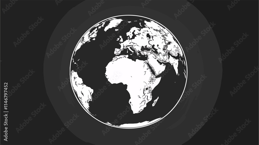 Detailed Earth Globe Spherical Model Showing World Map with Continents ...