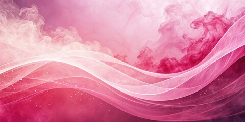 Aufkleber - Abstract Pink and White Watercolor Background with Delicate Swirls and Glimmering Dust
