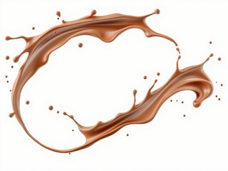 A splash of chocolate liquid creating dynamic shapes and movements.