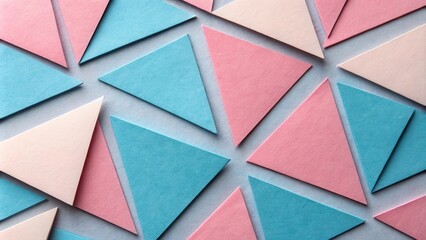 Fototapete - Abstract Geometric Pattern of Pastel Pink and Blue Triangles on a Grey Background