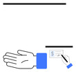 © robu_s - Hand receiving check, hand writing on check. Ideal for finance, payments, transactions, banking, business deals, agreements money exchange. Line metaphor