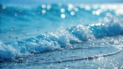 Poster - Water droplets falling onto a wave, creating a sparkling and mesmerizing display of nature's beauty.