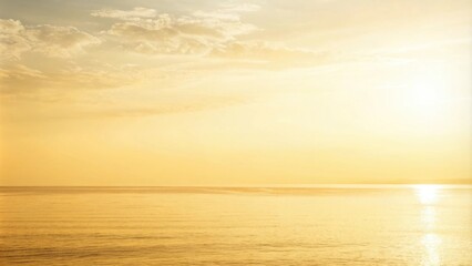 Poster - A serene seascape at sunset, with golden sunlight reflecting off the calm water and wispy clouds in the sky.