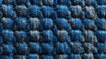 Closeup view of textured blue fabric showing woven detail