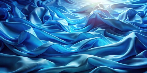 Poster - Abstract Draped Fabric in a Soft Blue Hue with Gentle Light and Shadow Play