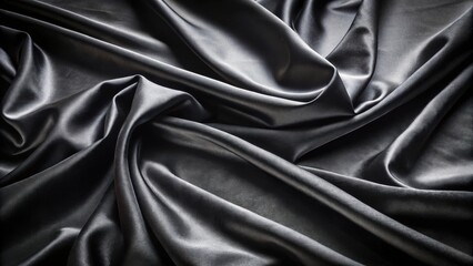 Poster - Abstract Draped Black Satin Fabric with Smooth, Elegant Texture and Flowing Lines