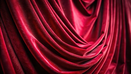 Poster - Luxurious crimson velvet drapes with elegant folds and a soft, rich texture, creating a dramatic and opulent visual