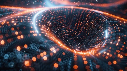 Wall Mural - abstract digital vortex: a mesmerizing swirl of glowing particles and energy, evoking a sense of cos