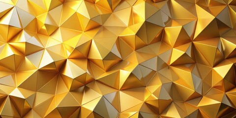 Wall Mural - Abstract Shiny Gold Geometric Triangular Pattern, A Modern Abstract Art Illustration With Interlocking Triangles In A Rich, Metallic Gold Tone