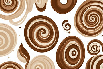 Swirling brown and beige shapes creating a dynamic abstract composition