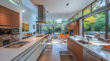 Wall Mural - Modern Kitchen with Open Floor Plan and Expansive Views