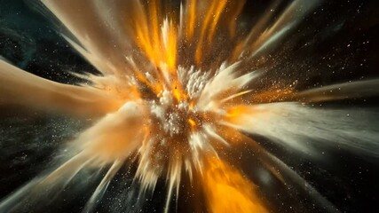 Wall Mural - A captivating moment of dust particles exploding in all picture