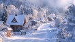 © kampret 99 - Winter Wonderland: Snowy Village nestled in the Mountains
