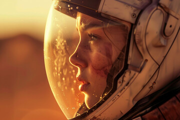 Wall Mural - ai generated image of human life on another planet space